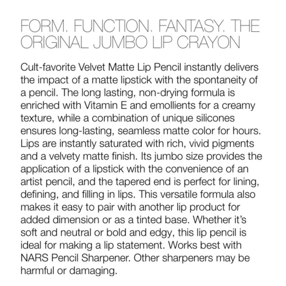 NARS Cult-favorite Velvet Matte Lip Pencil